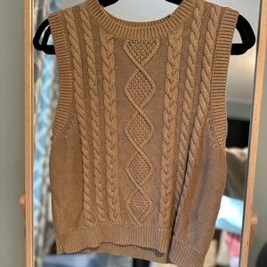 J. Crew Tan Cable Knit Sleeveless Sweater